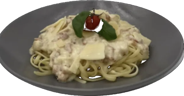 Linguine Carbonara mit Putenschinken